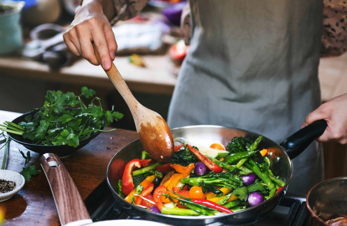 Using Christmas leftovers to cook stir fry